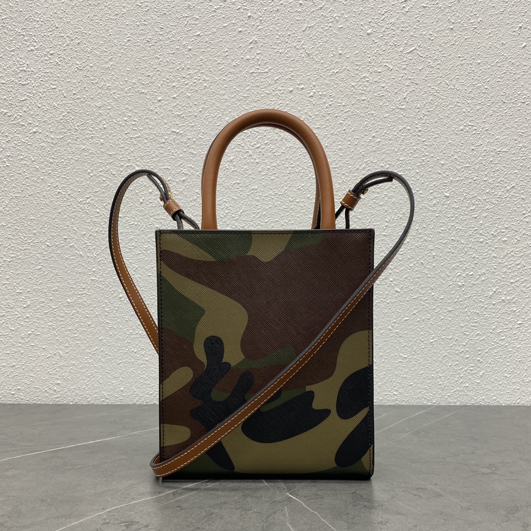 Celine Mini Vertical Cabas In Triomphe Canvas And Calfskin With Celine Print Camouflage 193302